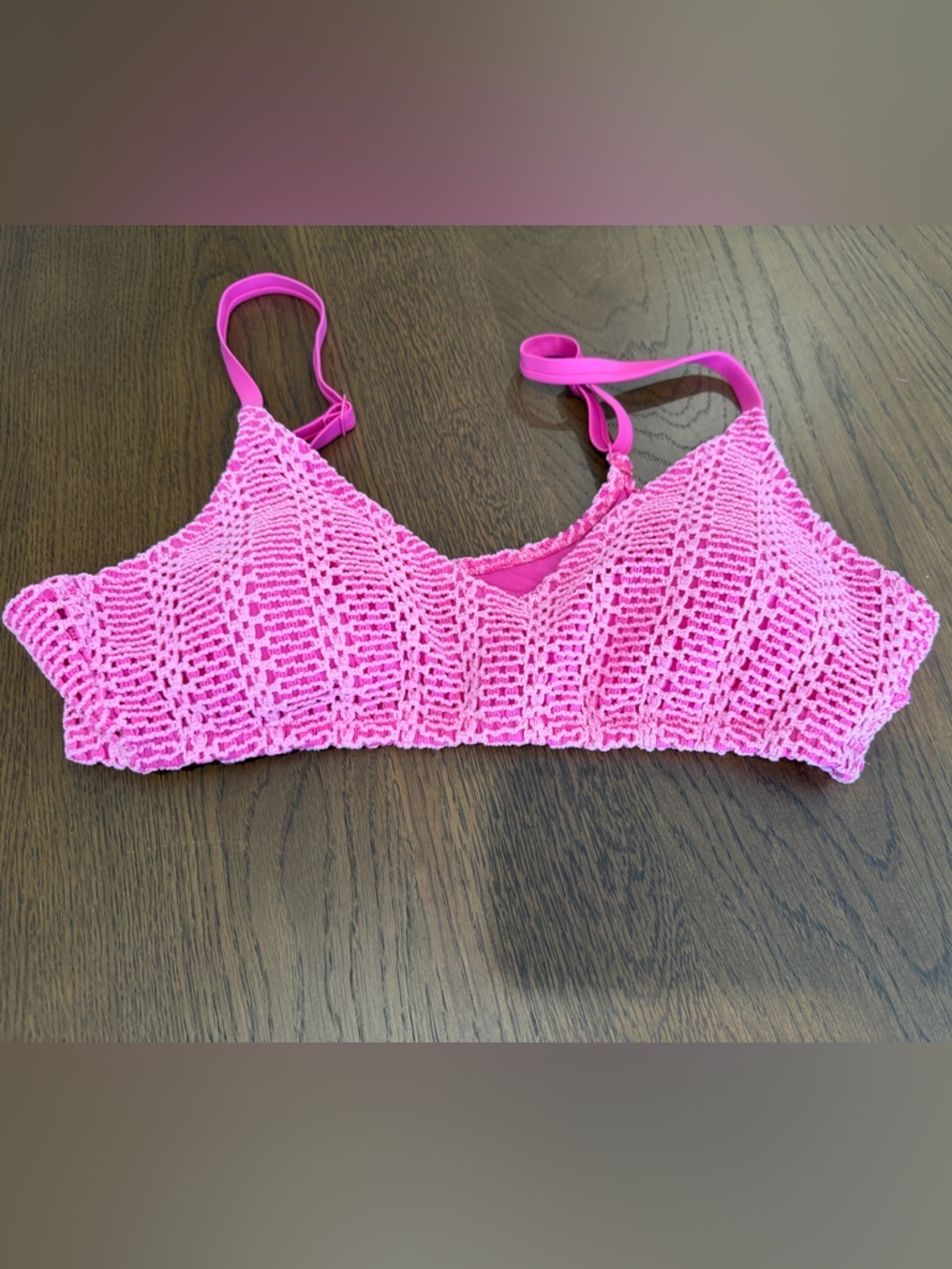 aerie Pink Crochet Bikini Top